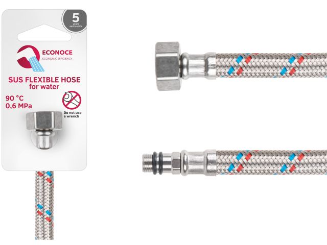 Подводка гибкая, SUS, иголка м10 короткая - гайка 1/2" 80 см ECONOCE (6 Bar, 90°С)