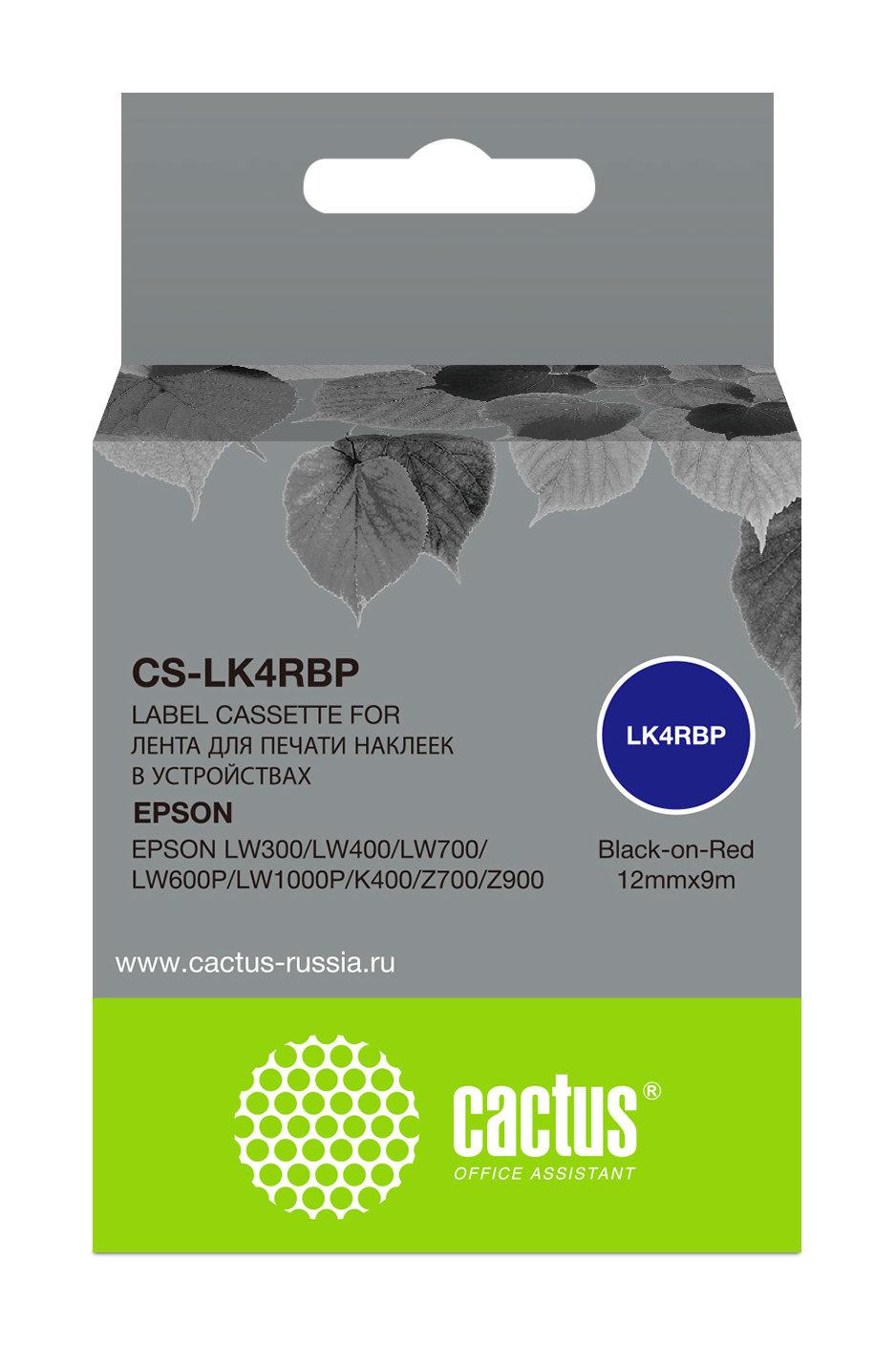Картридж ленточный Cactus CS-LK4RBP черный на красном