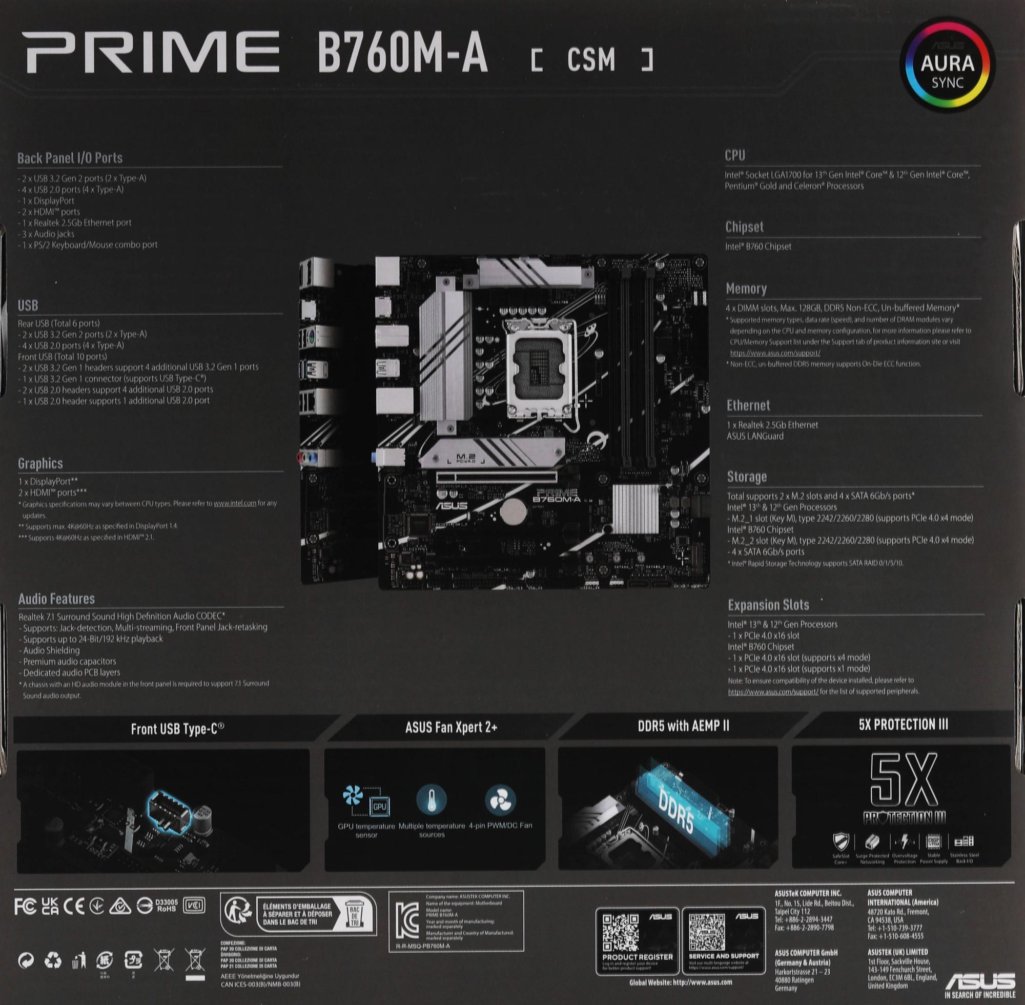 Материнская плата ASUS Prime B760M-A-CSM DDR5