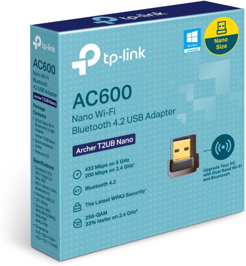 Wi-Fi/Bluetooth адаптер TP-Link Archer T2UB Nano черный