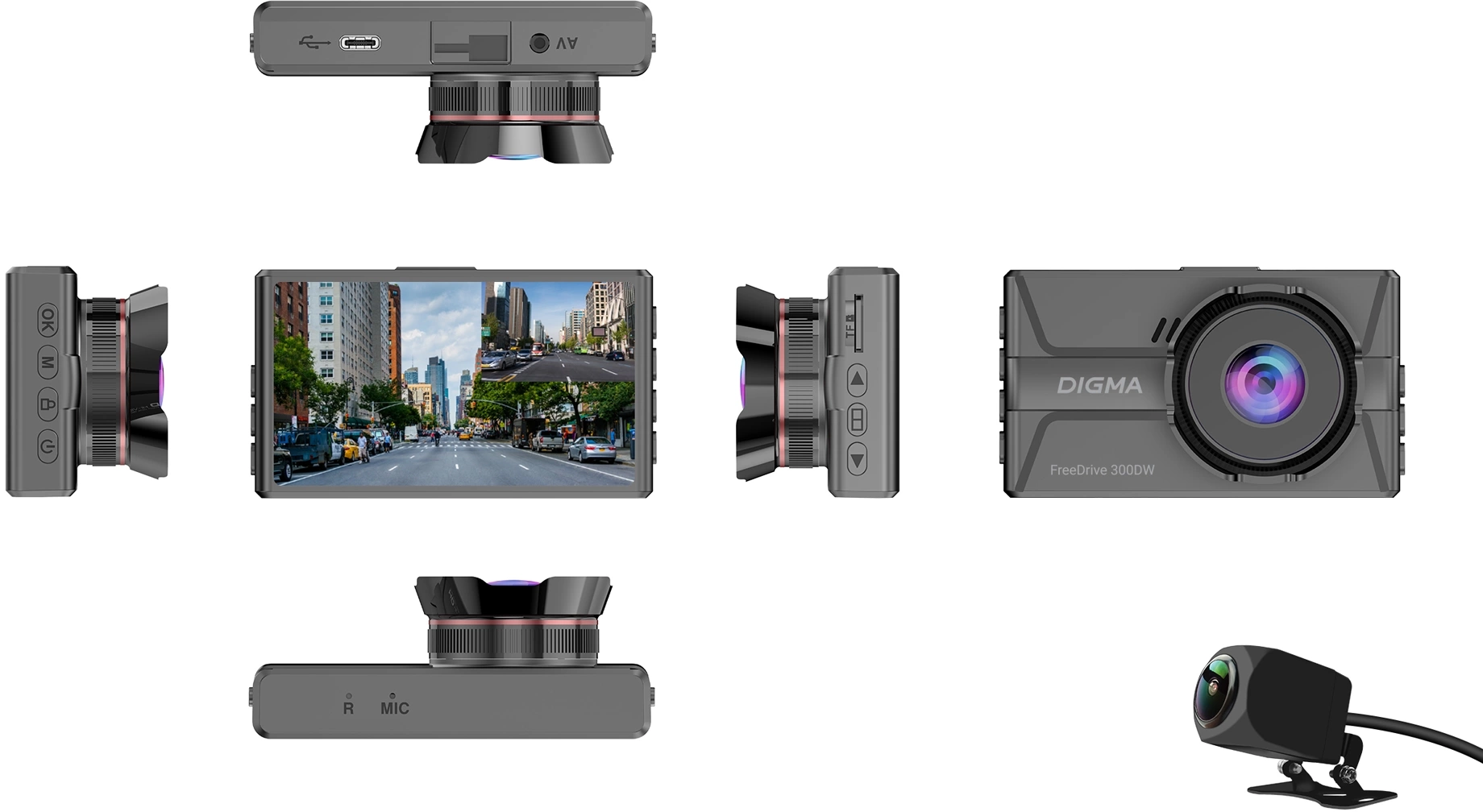 Автомобильный видеорегистратор Digma FreeDrive 300DW черный (FD300DW)