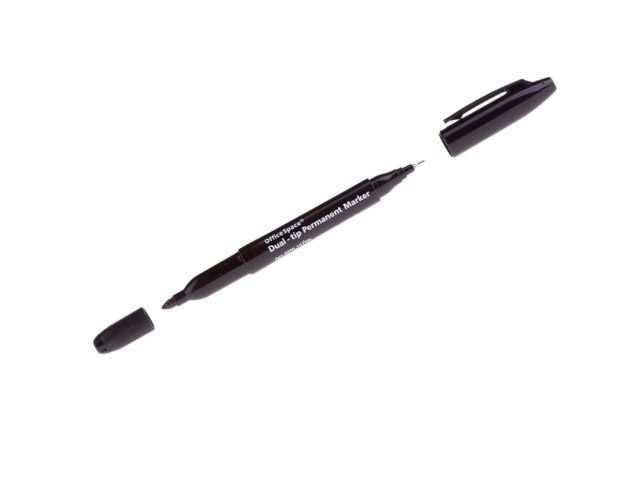 Маркер перманентный двухсторонний OfficeSpace черный, пулевидный, 0,8/2,2мм (толщ. линии 0,8/2,2 мм. Цвет черный)