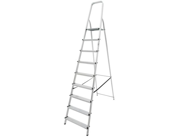 Лестница-стремянка алюм. 195 см 9 ступ. 7,4 кг PRO STARTUL (ST9940-09) (Размеры профиля: Передний каркас 40х20х1,2, Задний каркас 40х20х1,2)