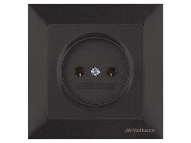 Розетка 1-ая (скрытая, б/з) черная, DARIA, MUTLUSAN (16 A, 250 V, IP 20)