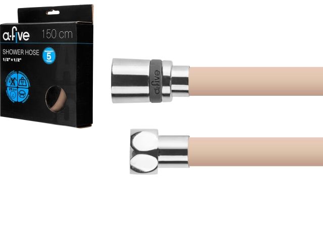 Шланг душевой, Si, 1/2" г-г 150 см, коричневый, a-five (Гайка латунь (anti-twist), 25 бар)