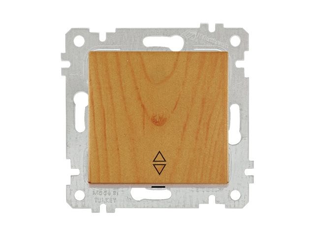 Выключатель проходной 1-клав. (скрытый, без рамки, винт. зажим) дуб, RITA, MUTLUSAN (10 A, 250 V, IP 20)