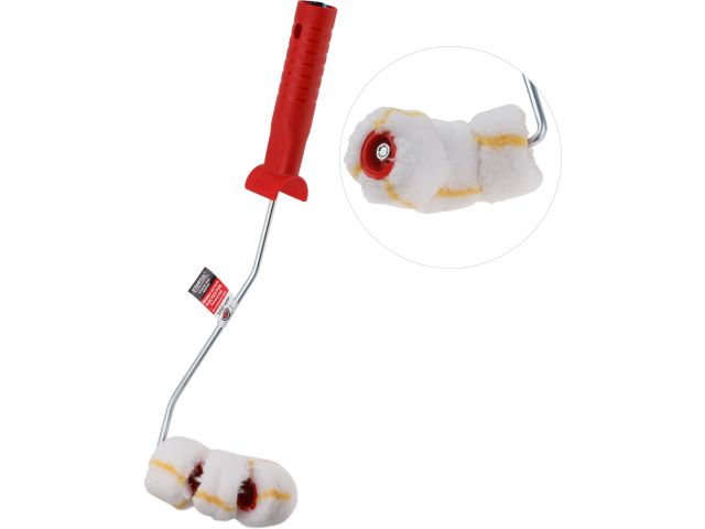 Валик "POLYESTER" 100мм с ручкой 6мм для покраски труб STARTUL MASTER (3-х роликовый, ворс 12 мм, полиэстер)