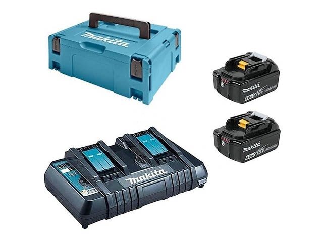 Комплект аккумулятор LXT 18.0 В BL1860B 2 шт. + зарядное устройство DC18RD + кейс MAKPAC тип 3 (MAKITA)