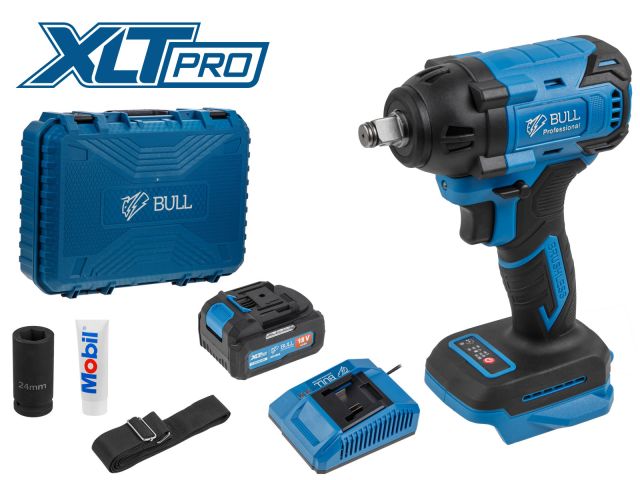 Аккум. ударный гайковерт BULL SC 1804 в чем. XLTpro БЕСЩЕТ., 18 В, 400 Н*м, 1/2", 1х4 А*ч, з/у 4 А (вес 2.0 кг)