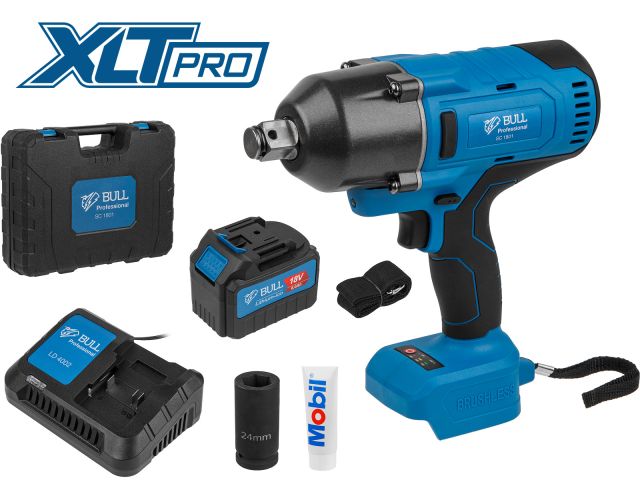 Аккум. ударный гайковерт BULL SC 1801 в чем. XLTpro БЕСЩЕТ., 18 В, 1000 Н*м, 3/4", 1х6 А*ч, з/у 4 А (вес 3.3 кг)