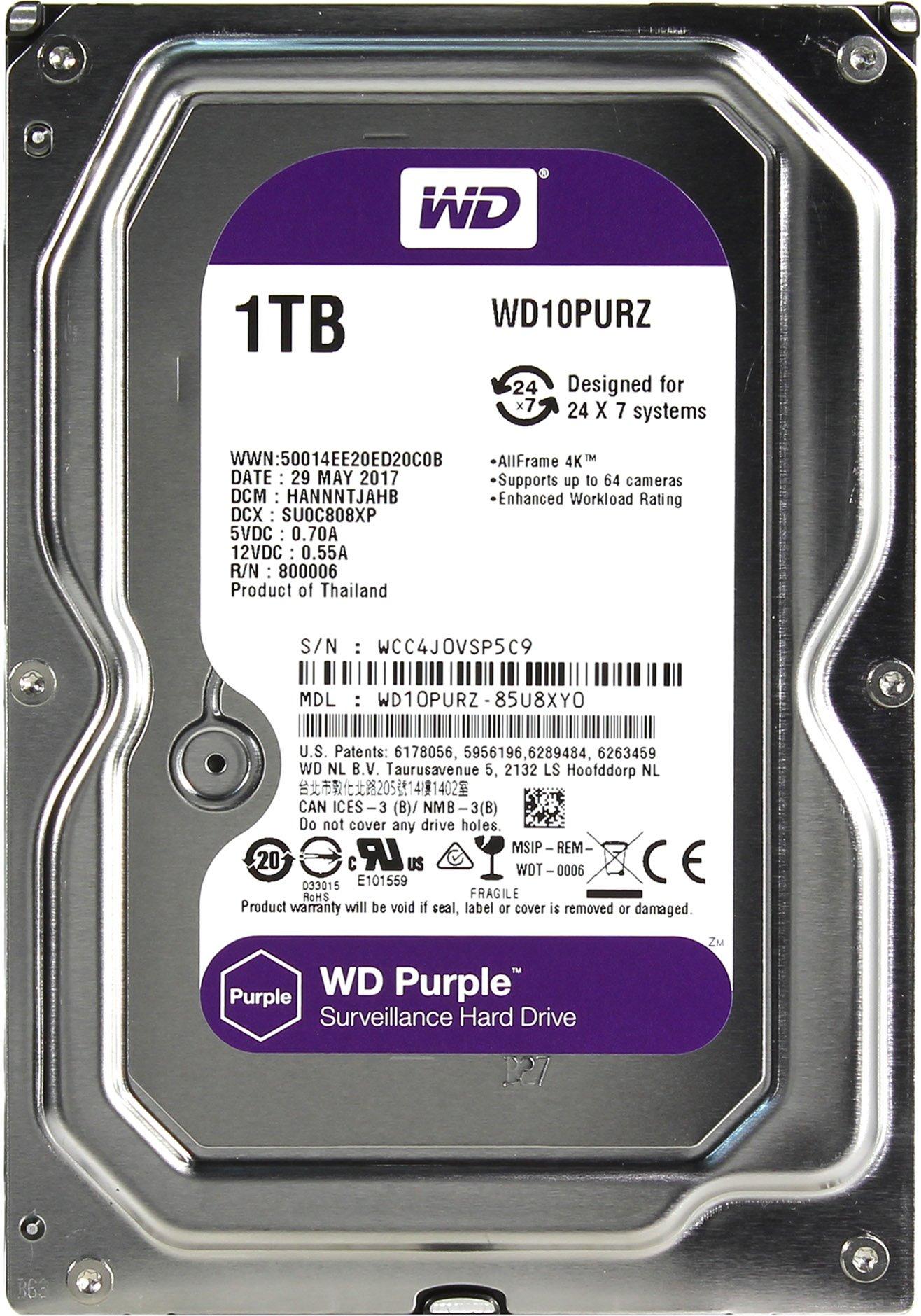 Жесткий диск WD 1TB WD10PURZ