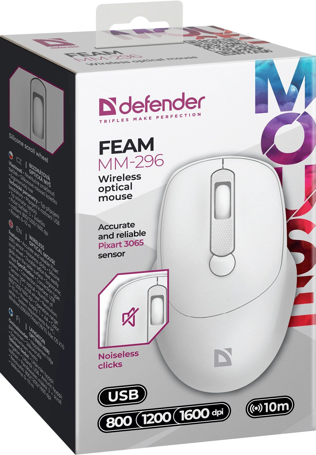 Мышь Defender MM-296 белый (52297)