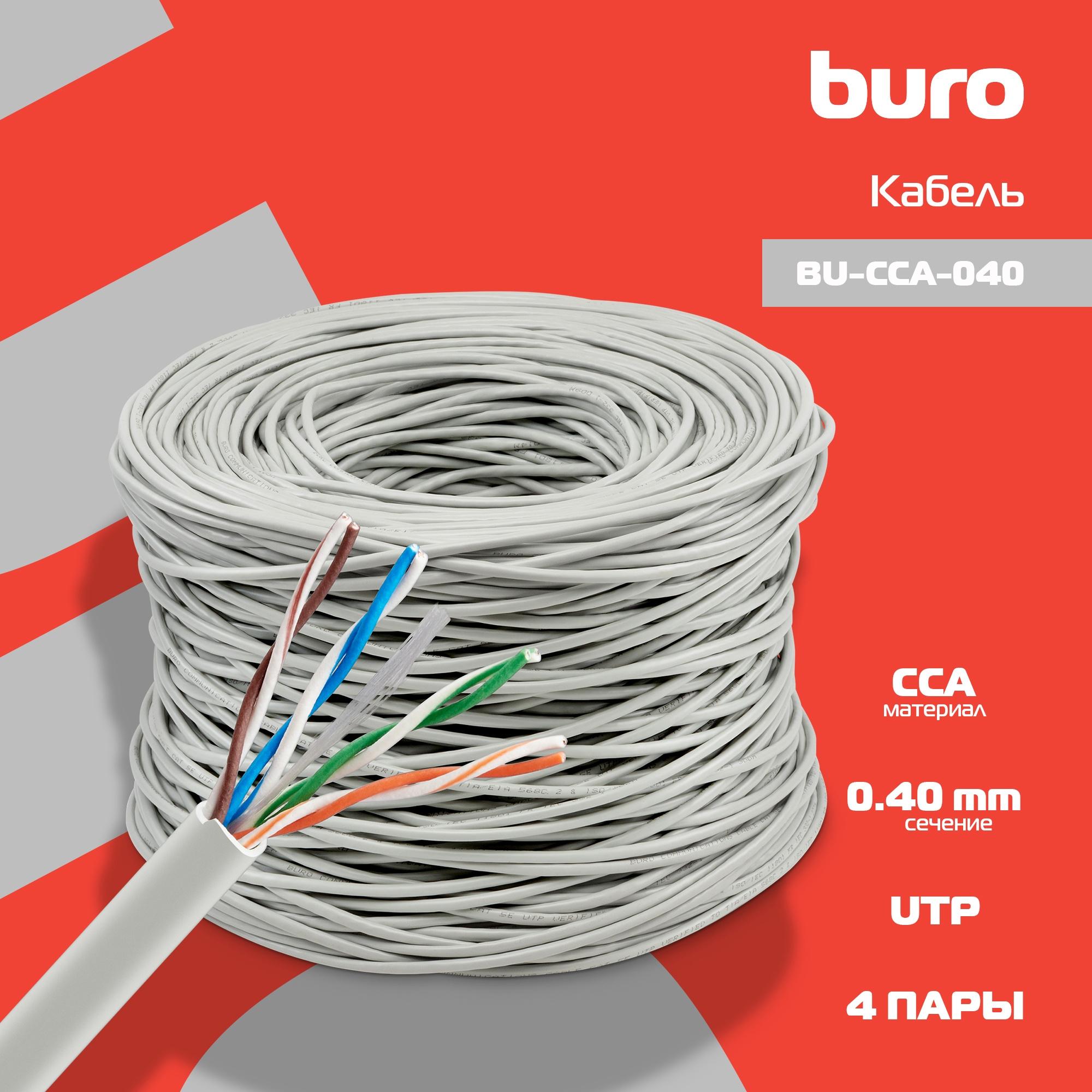 Кабель сетевой Buro BU-CCA-040 cat5E 305м серый