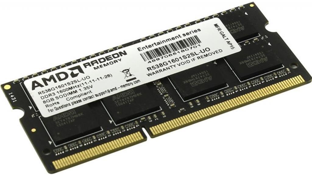 Оперативная память AMD DDR3-1600 8GB PC-12800 SODIMM (R538G1601S2SL-UO)
