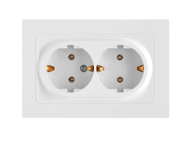 Розетка 2-ая (скрытая, с/з,) белая,  Astrum, BYLECTRICA