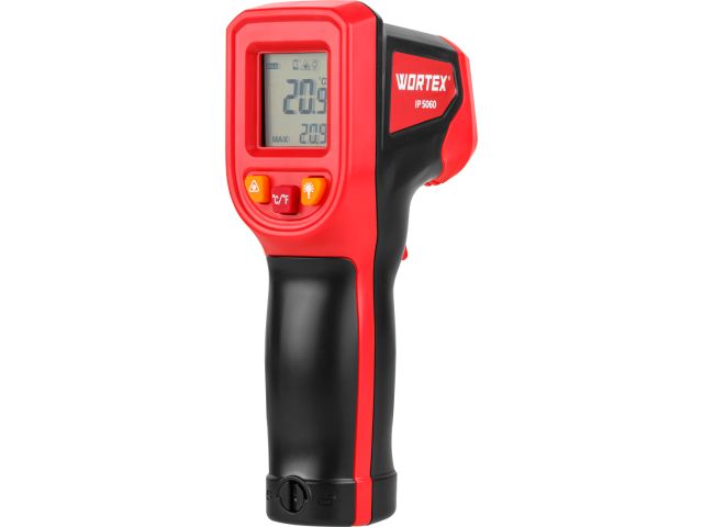 Инфракрасный термометр (пирометр) WORTEX IP 5060 -50°C...+600°C,регулировка чувствительности 0,1-1,0 (Встроенный лазер, батарейки в комплекте)