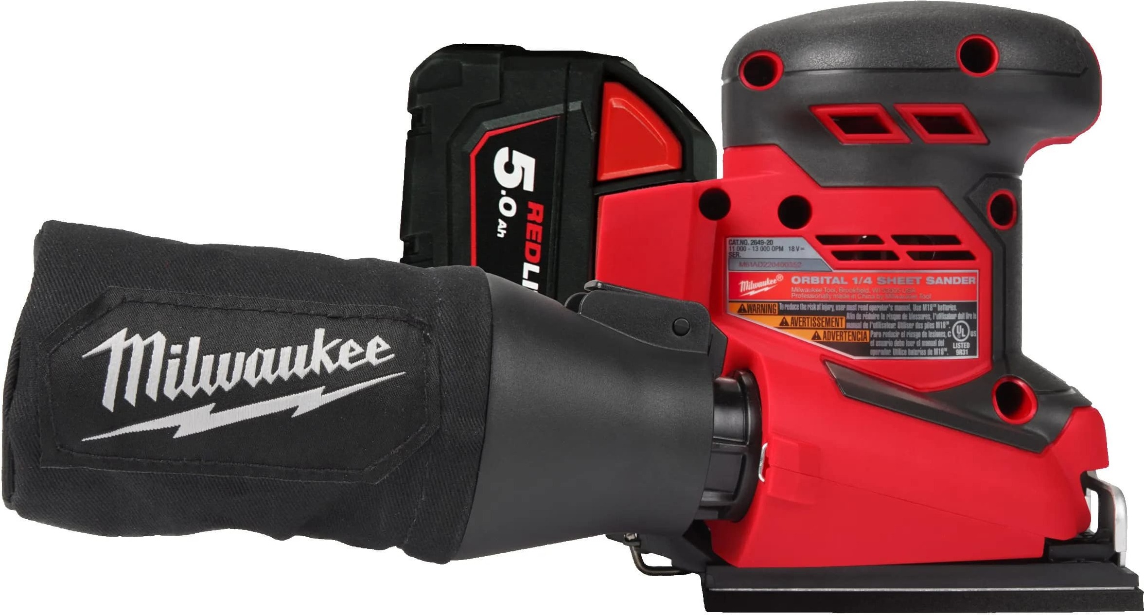 Виброшлифмашина Milwaukee M18 BQSS-502B 2АКБ сумка (4933479967)