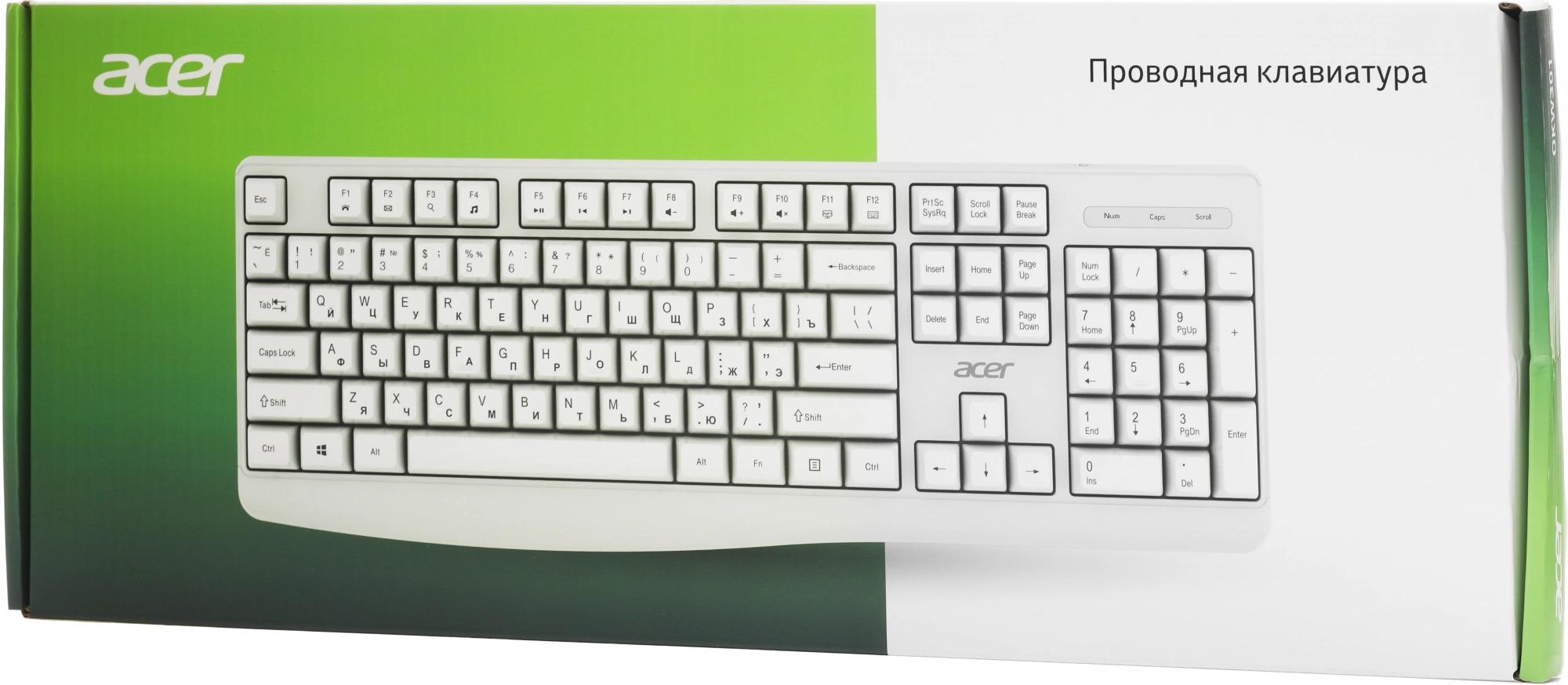 Клавиатура Acer OKW301 белый (ZL.KBDCC.01B)
