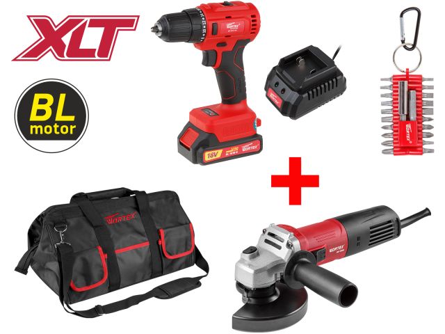 Аккум. дрель-шуруповерт WORTEX BD 1815-1 DLi в кор. ALL1 + АКЦИЯ! (+ ушм WORTEX AG 1209 + сумка (со скидкой в 15%!)+ Набор бит WORTEX HBS 22 в подарок