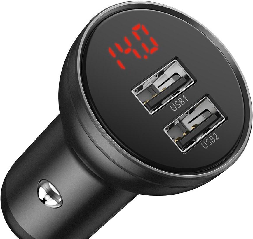 Автомобильное зарядное Baseus Digital Display Gray (CCBX-0G)