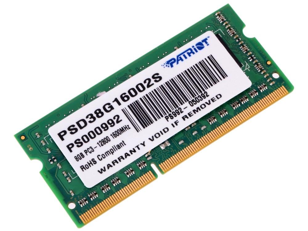 Оперативная память Patriot DDR3-1600 8GB PC-12800 SODIMM (PSD38G16002S)