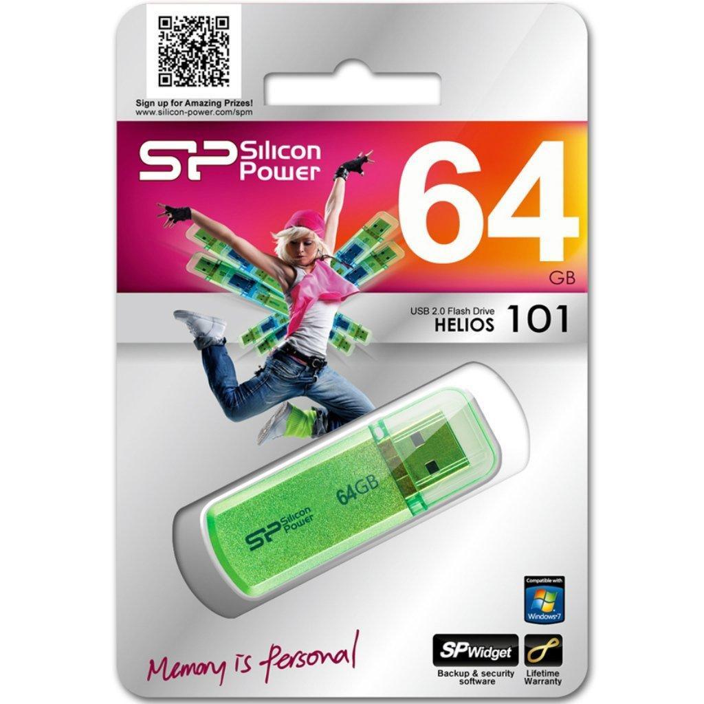 USB Flash-накопитель Silicon-Power Helios 101 64GB Green (SP064GBUF2101V1N)