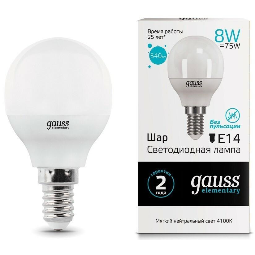 Светодиодная лампочка Gauss LED Elementary Шар 53128
