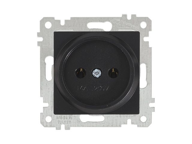 Розетка 1-ая (скрытая, без рамки, б/з) черная, RITA, MUTLUSAN (16 A, 250 V, IP 20)