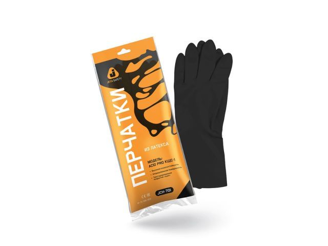Перчатки КЩС тип 1 р-р 7(S) К80 Щ40 (инд. уп.) JETA SAFETY (Acid Pro)