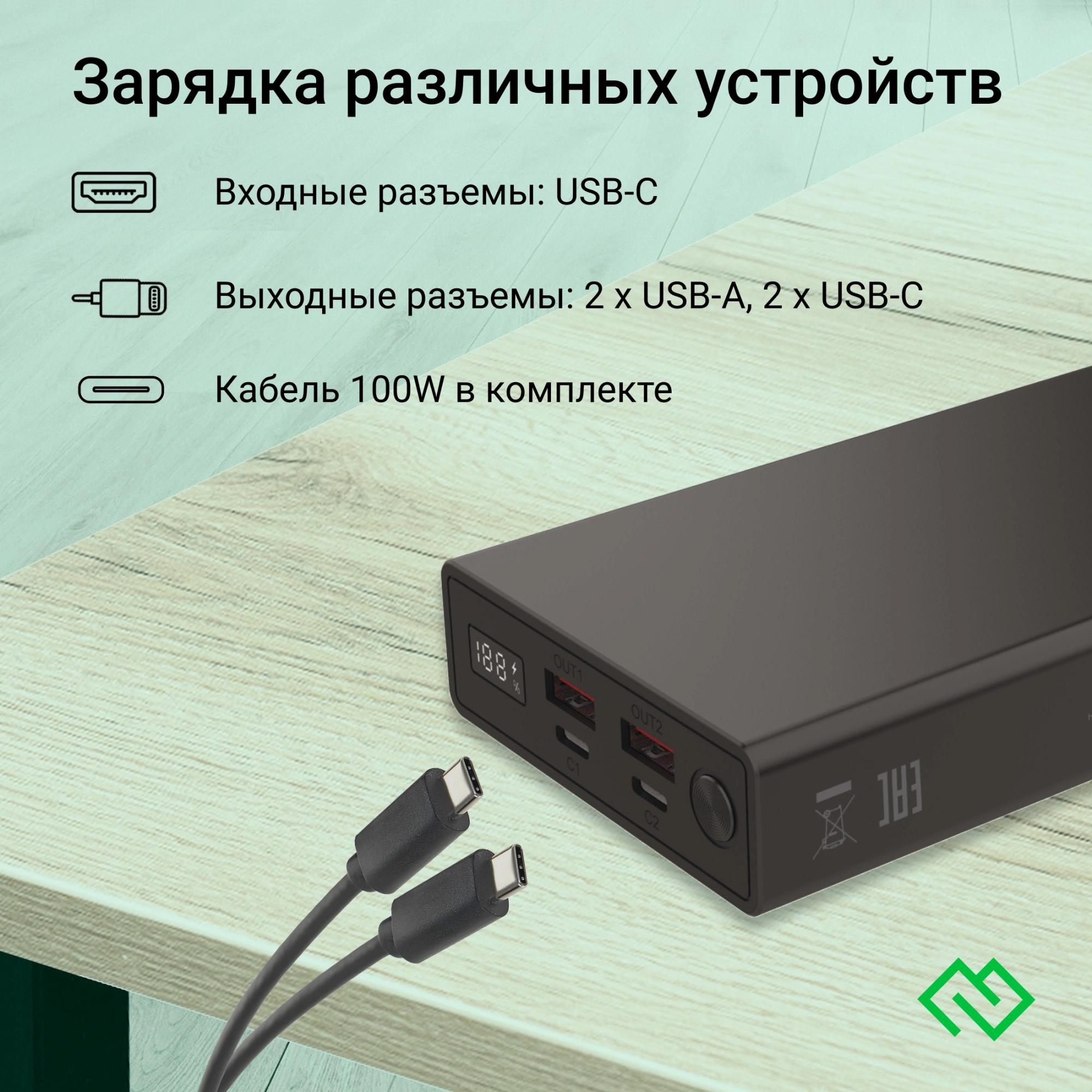 Портативное зарядное устройство Digma DGPD100WA черный (DGPD20A100ABK)