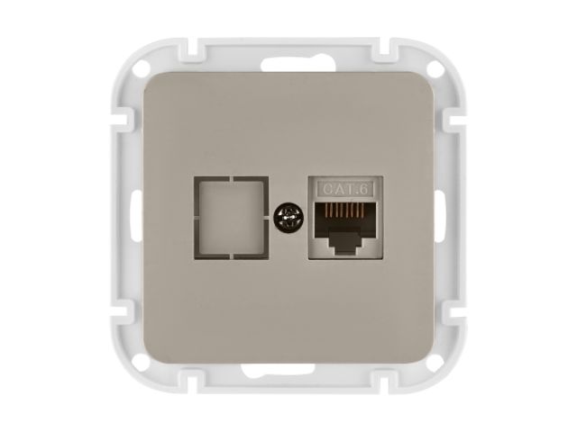 Розетка 1-ая компьютерная (скрытая) песочная, Astrum, BYLECTRICA