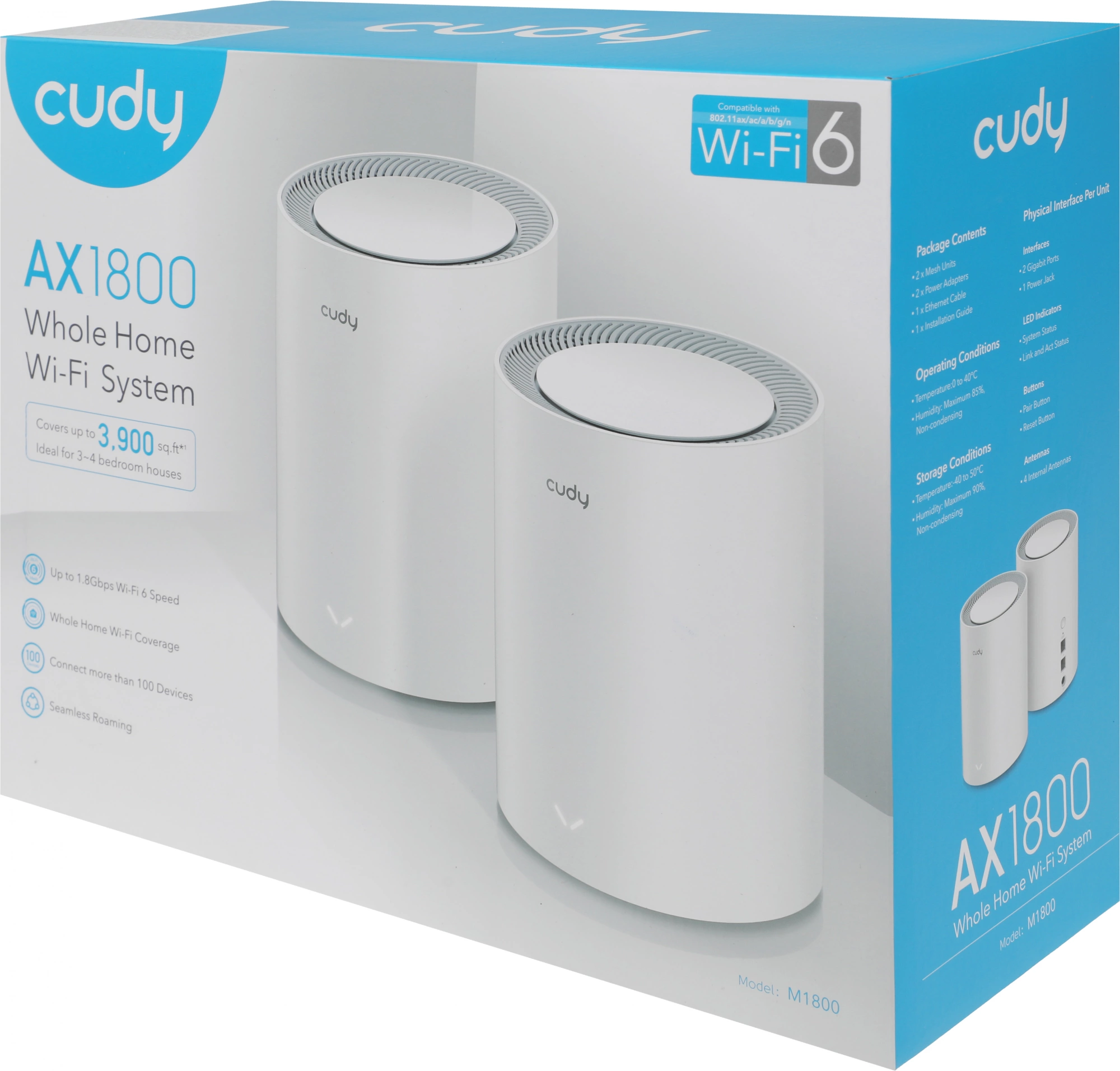 Wi-Fi система Cudy M1800 2шт белый (M1800 2-PACK)