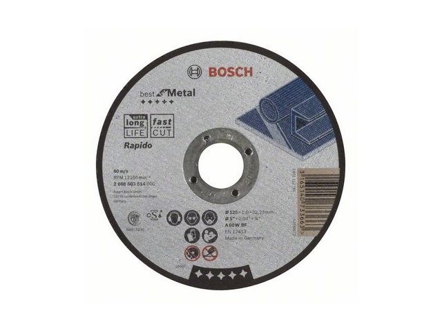 Круг отрезной 125х1.0x22.2 мм для металла Best BOSCH ( прямой)