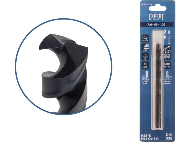 Сверло по металлу ц/х 7.0х69х109 мм HSS-Co Black EXPERT STARTUL (кобальт 5%)