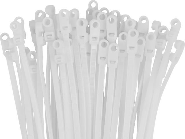 Хомут-стяжка с монтажным отверстием 3.6х150 мм белый (100 шт в уп.) STARFIX