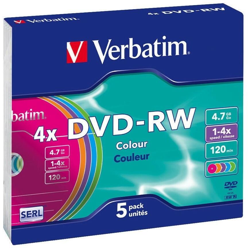 DVD-R диск VerbatimW Colours OPP Slim Case 5шт (43563)