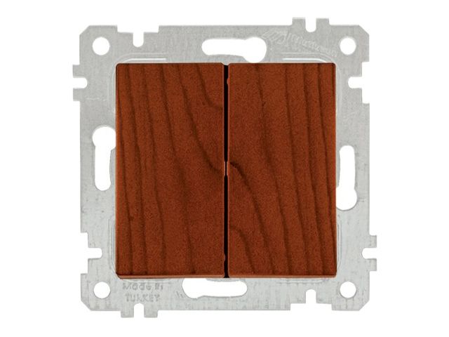 Выключатель 2-клав. (скрытый, без рамки, пруж. зажим) вишня, RITA, MUTLUSAN (10 A, 250 V, IP 20)