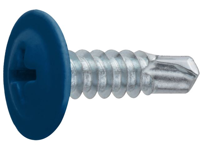 Саморез 4.2х16 мм с прессшайбой, цинк, со сверлом, RAL 5005 (150 шт в пласт. конт.) STARFIX ( цвет сигнальный синий)