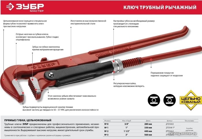 Ключ трубный Зубр 27314-1