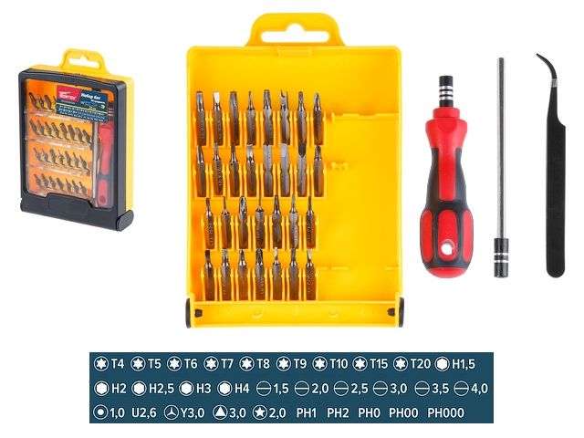 Набор бит 33 пр. Wortex (30 бит + держатель + пинцет. В набор не входит удлинитель, товар уценен из-за неполной комплектации)