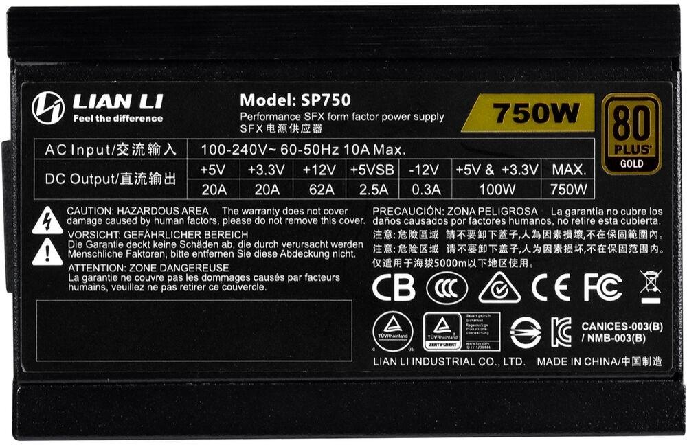 Блок питания Lian Li SP750 750W черный (G89.SP750B.00EU)