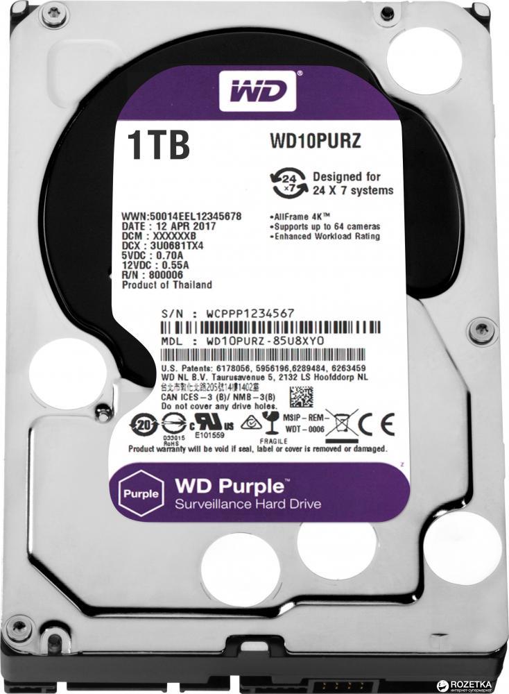 Жесткий диск WD 1TB WD10PURZ