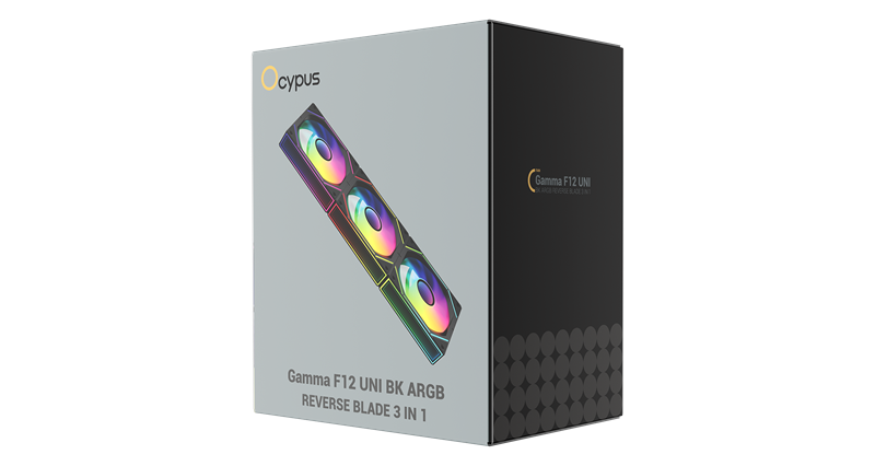 Комплект вентиляторов для корпуса Ocypus Gamma F12 UNI BK ARGB REVERSE BLADE 3 IN 1 (Gamma-F12-BK3AM01U-GL)