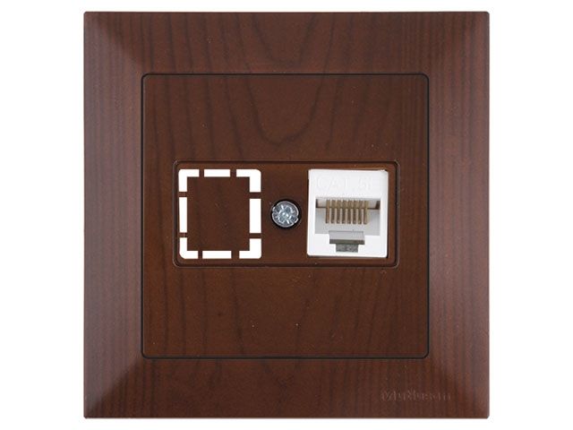 Розетка компьютерная 1xRJ45 (Cat5e, скрытая) орех, DARIA, MUTLUSAN ((RJ 45)   8-pin, соединения типа 568A или 568B)