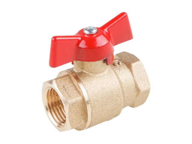 Кран шаровый 1/2" вн.-вн. бабочка PN1,6 МПа, 11Б27п5, Цветлит (ЦРБ0039)