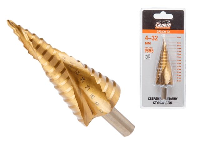 Сверло по металлу ступенчатое 4-32 мм GEPARD (GP0300-32) (спиральный профиль)