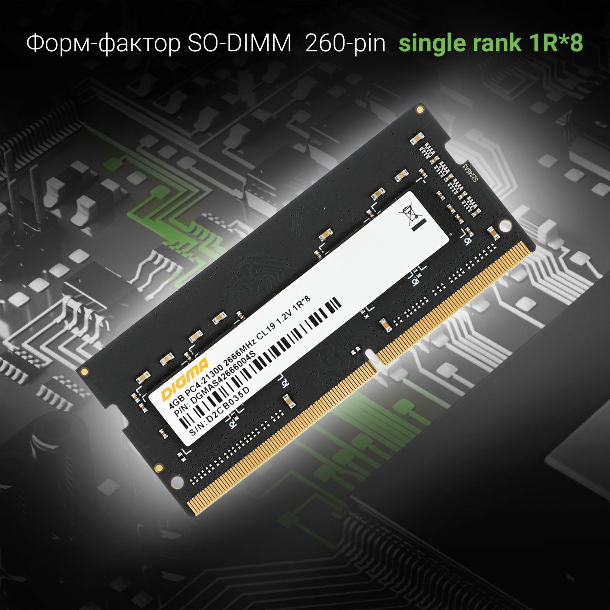 Оперативная память Digma DDR4 4Gb 2666MHz (DGMAS42666004S)