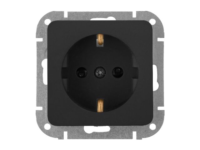 Розетка 1-ая (скрытая, с/з) карбон, Astrum, BYLECTRICA