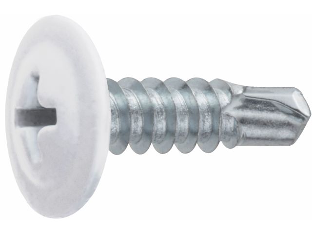 Саморез 4.2х19 мм с прессшайбой, цинк, со сверлом, RAL 9003 (150 шт в пласт. конт.) STARFIX ( цвет сигнально-белый)