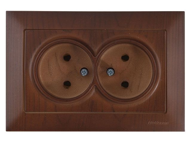 Розетка 2-ая (скрытая, б/з) орех, DARIA, MUTLUSAN (10 A, 250 V, IP 20)